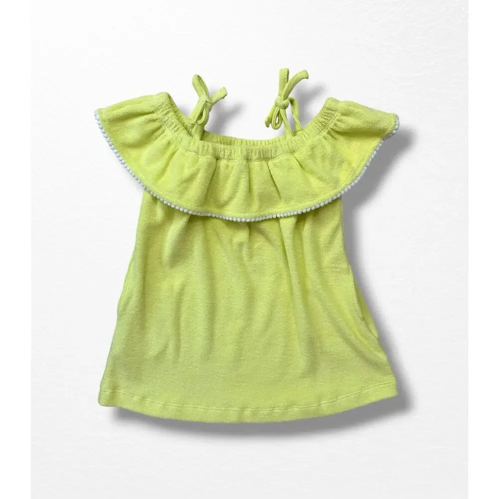 NWT Kate Quinn Organic Terry Off-Shoulder Ruffle Tunic, 18-24 Months
